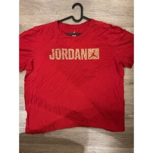 Jordan Brand Mens XL Red‎ Gold Geometric Graphic Jumpman Logo T-Shirt Tee